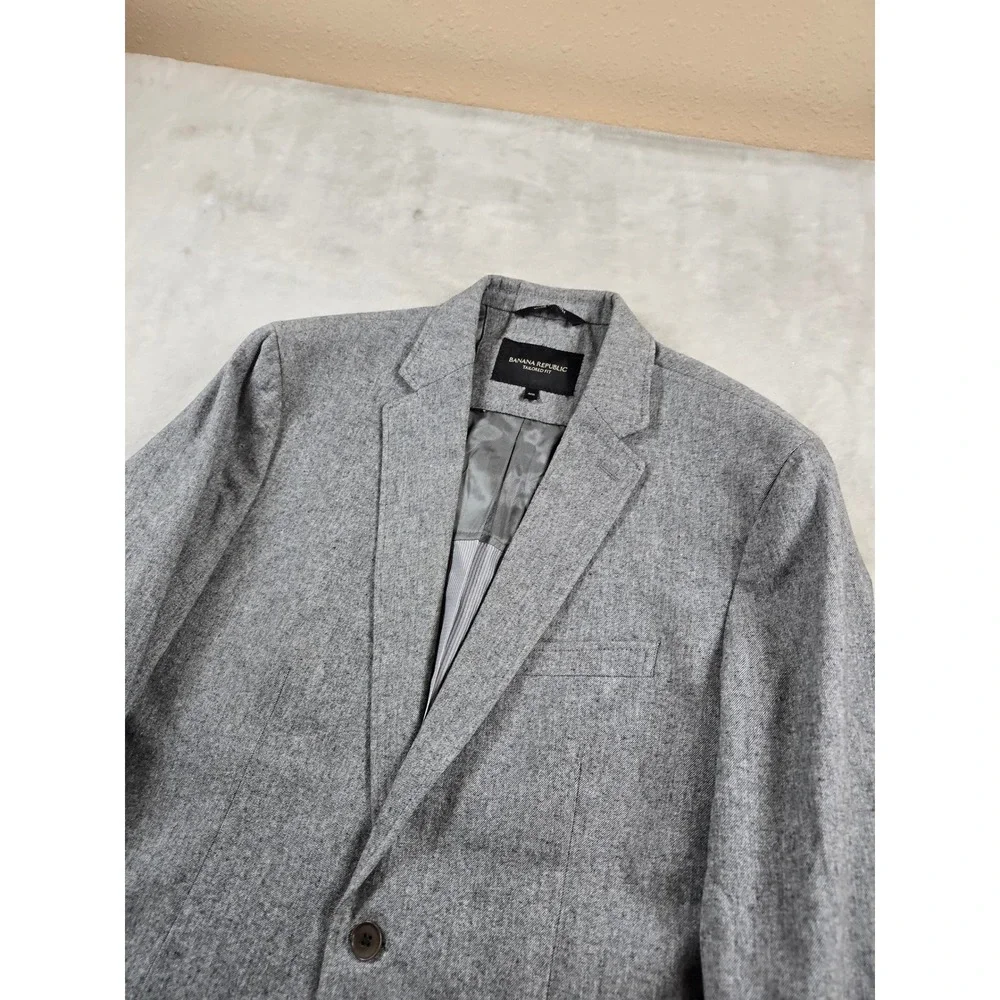 Banana Republic Blazer Mens 40R Grey 100% Cotton Italian Fabric Tailored Fit